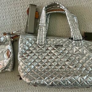 MZ Wallace Silver Quilted Women's Tote